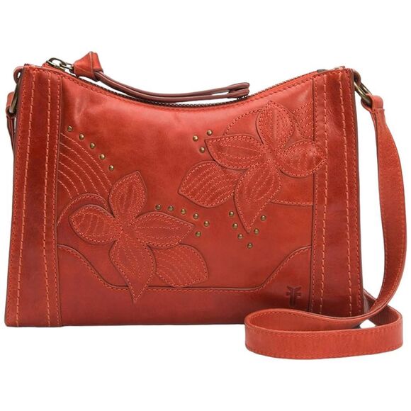 Frye Handbags - Frye Leather Studded Floral Zip Crossbody Sandstone